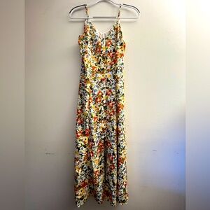 Sienna Sky Floral Dress Midi Size M Adjustable Straps Button Front Sundress